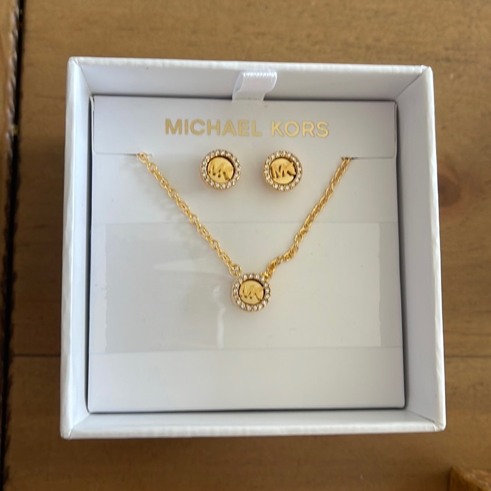 Michael Kors Gold necklace and earrings set